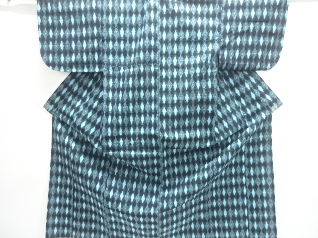 JAPANESE KIMONO / ANTIQUE HITOE KIMONO / COTTON / BINGO KASURI / RHOMBUS